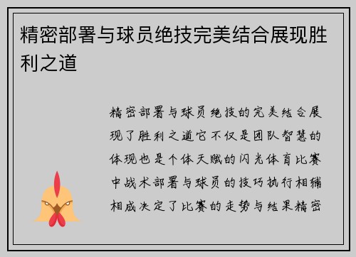精密部署与球员绝技完美结合展现胜利之道